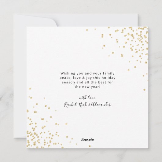 Cartes Pour Fêtes Annuelles Élégante calligraphie or 3 Multi Photo Noël (Dos)