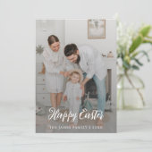 Cartes Pour Fêtes Annuelles Élégante calligraphie rustique Photo Happy Pâques (Debout devant)