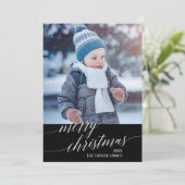 Cartes Pour Fêtes Annuelles Élégante Calligraphie Sombre Année En Revue Photo (Debout devant)