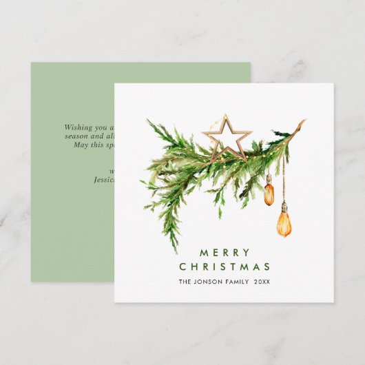 Cartes Pour Fêtes Annuelles Élégante composition bohème de Noël (Devant / Derrière)