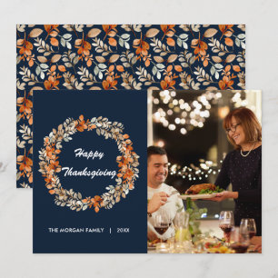 Cartes Pour Fêtes Annuelles Élégante couronne d'automne Feuilles Thanksgiving