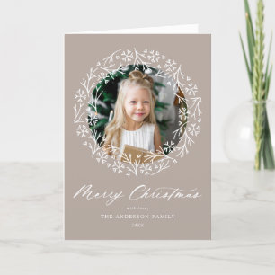 Cartes Pour Fêtes Annuelles Élégante couronne de flocon de neige Mocha 2 photo