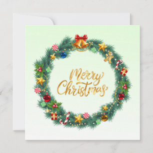 Cartes Pour Fêtes Annuelles Élégante couronne de Noël colorée moderne