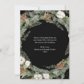 Cartes Pour Fêtes Annuelles Élégante couronne de pin noir | Noël Nouvelle adre (Dos)