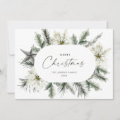 Cartes Pour Fêtes Annuelles Élégante couronne d'hiver de Noël blanc (Devant)