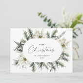 Cartes Pour Fêtes Annuelles Élégante couronne d'hiver de Noël blanc (Debout devant)