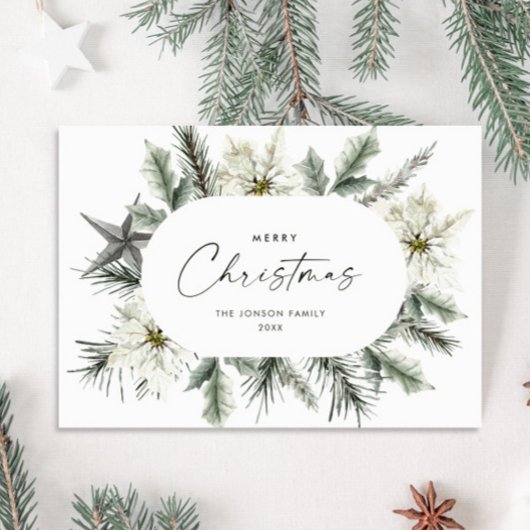 Cartes Pour Fêtes Annuelles Élégante couronne d'hiver de Noël blanc