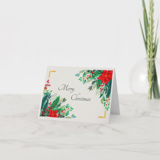 Cartes Pour Fêtes Annuelles Élégante coutume florale de Noël (Devant)