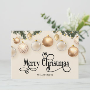 Cartes Pour Fêtes Annuelles Elégante crème et or Joyeux Noël