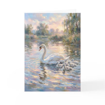 Élégante cygne mère et bébés Fête des Mères