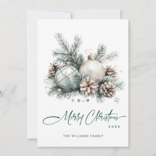 Cartes Pour Fêtes Annuelles Élégante décoration de Noël vert sauge pour souhai