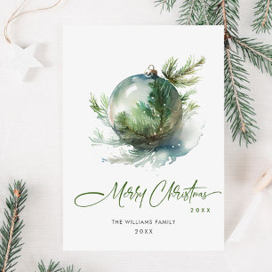 Cartes Pour Fêtes Annuelles Élégante décoration de Noël vert sauge pour souhai