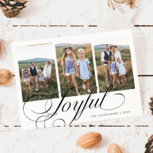 Cartes Pour Fêtes Annuelles Élégante écriture joyeuse blanche multi photo vaca