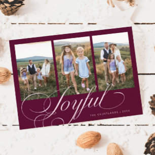 Cartes Pour Fêtes Annuelles Élégante écriture Joyeuse Photo de vacances Cranbe