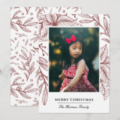 Cartes Pour Fêtes Annuelles Élégante Empreinte de Poinsettia Rouge Photo (Devant / Derrière)