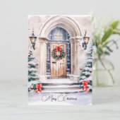 Cartes Pour Fêtes Annuelles Élégante entrée de vacances Joyeux Noël (Debout devant)