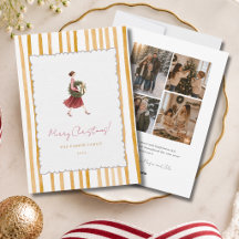 Élégante Femme Noël Jaune Rayures Photo