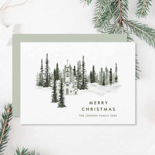 Cartes Pour Fêtes Annuelles Élégante forêt classique de Noël