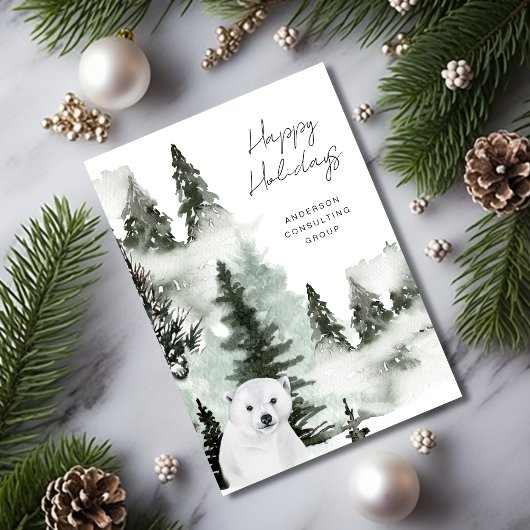 Cartes Pour Fêtes Annuelles Elégante Forêt d'hiver Paix & Joy Business