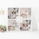 Cartes Pour Fêtes Annuelles Elégante Gold Merry & Bright 4 Photo Holiday Card<br><div class="desc">Carte simple et élégante de carré photo de vacances avec texte personnalisé sur le dos. Pour une personnalisation plus avancée de cette conception,  veuillez cliquer sur le lien personnaliser pour modifier la police,  la taille,  la couleur,  etc.</div>