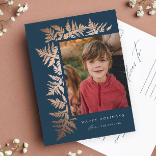Cartes Pour Fêtes Annuelles Élégante guirlande de Noël photo rose gold 