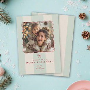 Cartes Pour Fêtes Annuelles Élégante Joyeuse Rayure Joyeuse Photo de Noël en F