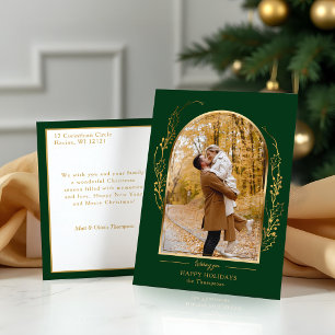 Cartes Pour Fêtes Annuelles Elégante main tiré Gold Holly Arch Photo