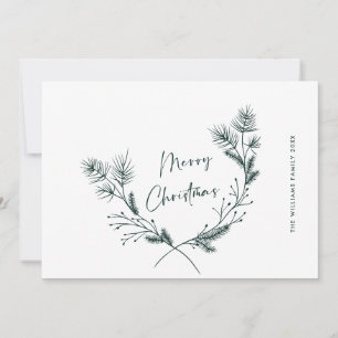 Cartes Pour Fêtes Annuelles Élégante main tirée minimaliste couronne de Noël