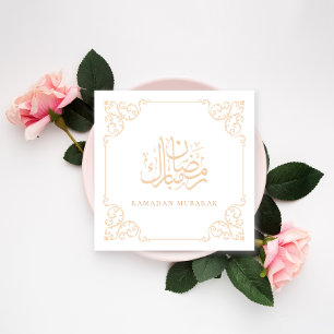 Cartes Pour Fêtes Annuelles Elégante Ornate Ramadan Kareem Gold Frame Salutati
