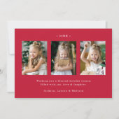 Cartes Pour Fêtes Annuelles Elégante Paix sur Terre Script Red 4 Photo (Dos)