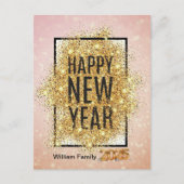 Cartes Pour Fêtes Annuelles Elégante Parties scintillant Gold Bonne année (Devant)