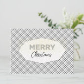 Cartes Pour Fêtes Annuelles Elégante Parties scintillant Joyeux Noël Tartan gr (Debout devant)