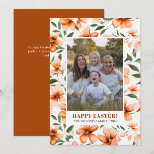 Cartes Pour Fêtes Annuelles Élégante Photo de Famille de Pâques Florale Coloré
