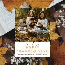 Élégante photo de famille moderne de Thanksgiving 