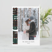 Cartes Pour Fêtes Annuelles Élégante photo de famille verte Joyeux Noël (Debout devant)