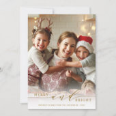 Cartes Pour Fêtes Annuelles Élégante Photo de Joyeux et Lumineux Écriture Doré (Devant)