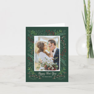 Cartes Pour Fêtes Annuelles Élégante photo de la couronne de pin vert du Nouve
