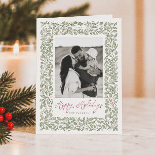 Cartes Pour Fêtes Annuelles Élégante Photo de Noël à la Végétation Botanique