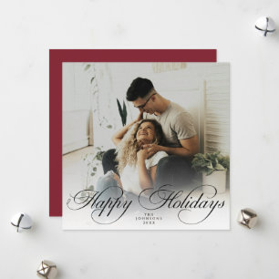 Cartes Pour Fêtes Annuelles Élégante photo de Noël avec calligraphie moderne