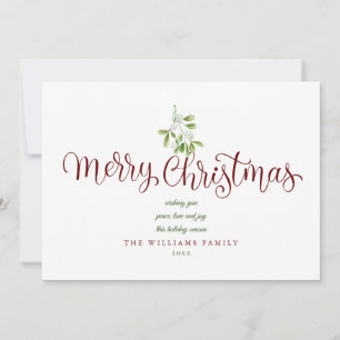 Cartes Pour Fêtes Annuelles Élégante photo de Noël avec guirlande de gui en éc