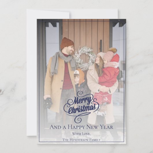 Cartes Pour Fêtes Annuelles Élégante photo de Noël | Bleu (Devant)