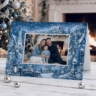 Cartes Pour Fêtes Annuelles Élégante Photo de Noël en Paysage Hivernal Enchant
