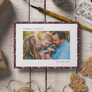 Cartes Pour Fêtes Annuelles Élégante photo de Noël rustique rouge et noir