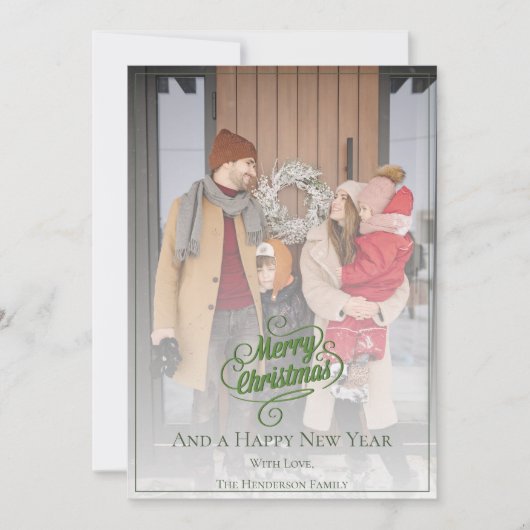 Cartes Pour Fêtes Annuelles Élégante photo de Noël | Vert (Devant)