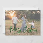 Cartes Pour Fêtes Annuelles Élégante photo de script vert Noël moderne (Devant)