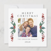 Cartes Pour Fêtes Annuelles Élégante photo de verdure de Noël (Devant)