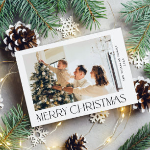 Cartes Pour Fêtes Annuelles Élégante photo minimaliste de voeux de Noël