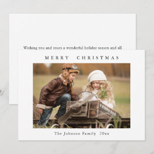 Cartes Pour Fêtes Annuelles Élégante photo minimaliste de voeux de Noël