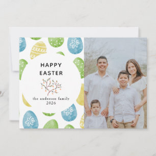 Cartes Pour Fêtes Annuelles Élégante Photo Moderne Aquarelle Oeufs Joyeuses Pâ