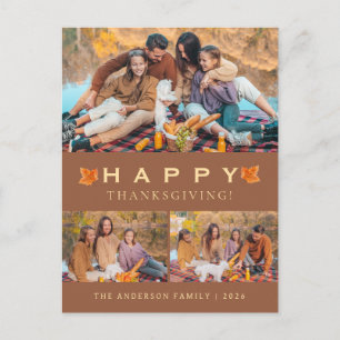 Cartes Pour Fêtes Annuelles Élégante Photo Moderne de l'Action de Grâce d'Auto